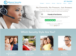 The homepage of Alliance Security