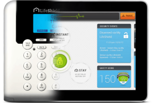 The LifeShield base console mashed together wit the interface of the table app