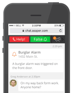 LiveWatch Security's ASAPer emergency chat service in action
