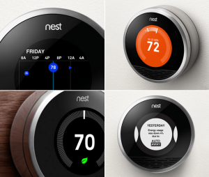 The four different features of a Nest Learning Thermostat dislpayed in one image