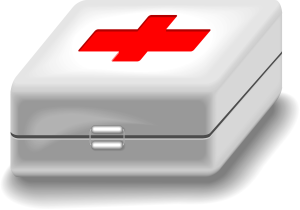 A simple white first aid kit
