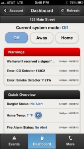 SimpliSafe iOS app on iPhone